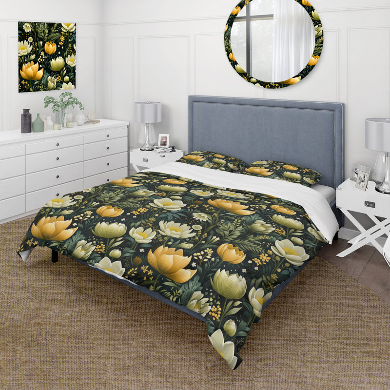 Literie Botanical Bliss Boho, Housse de couette pour très grand lit et 2 très