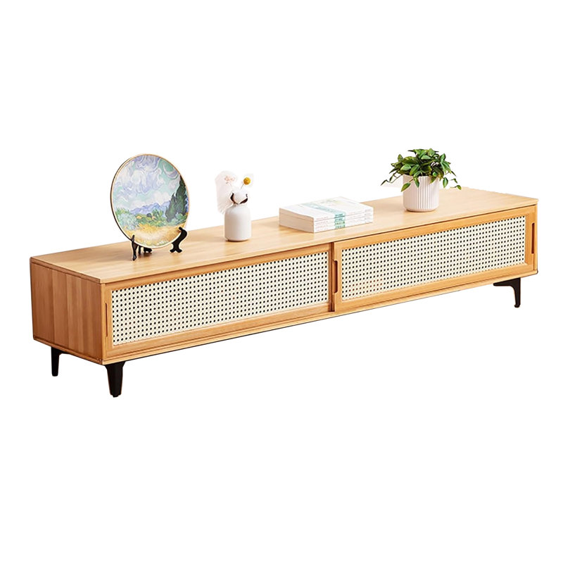 Bamboo TV Stand 2 Doors 63 Inch Color, Natural Wood