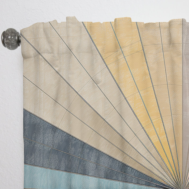 Mid-Century New Balance Abstract Geometrics III - Abstract Velvet Curtain - 1 Panel, 52" W x 108" L