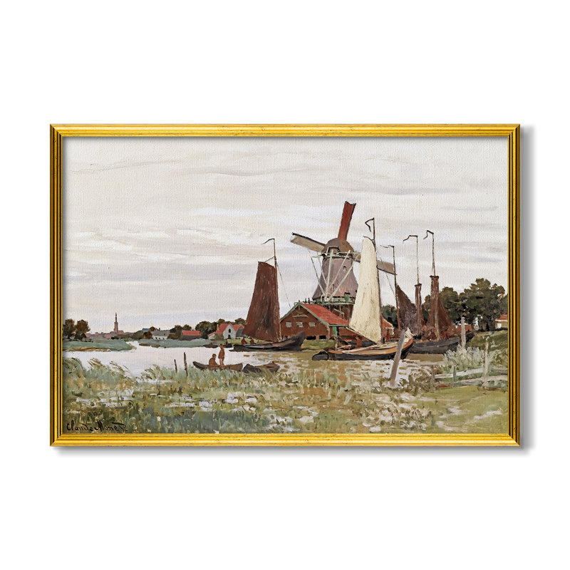 Moulin à vent à Zaandam, 1871 - Claude Monet - Toile encadrée sur mesure, 24x34 INNER SIZE, Framed Canvas