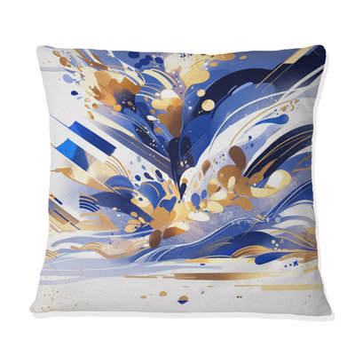 Coussin cubique bleu et blanc Kaleidoscope I