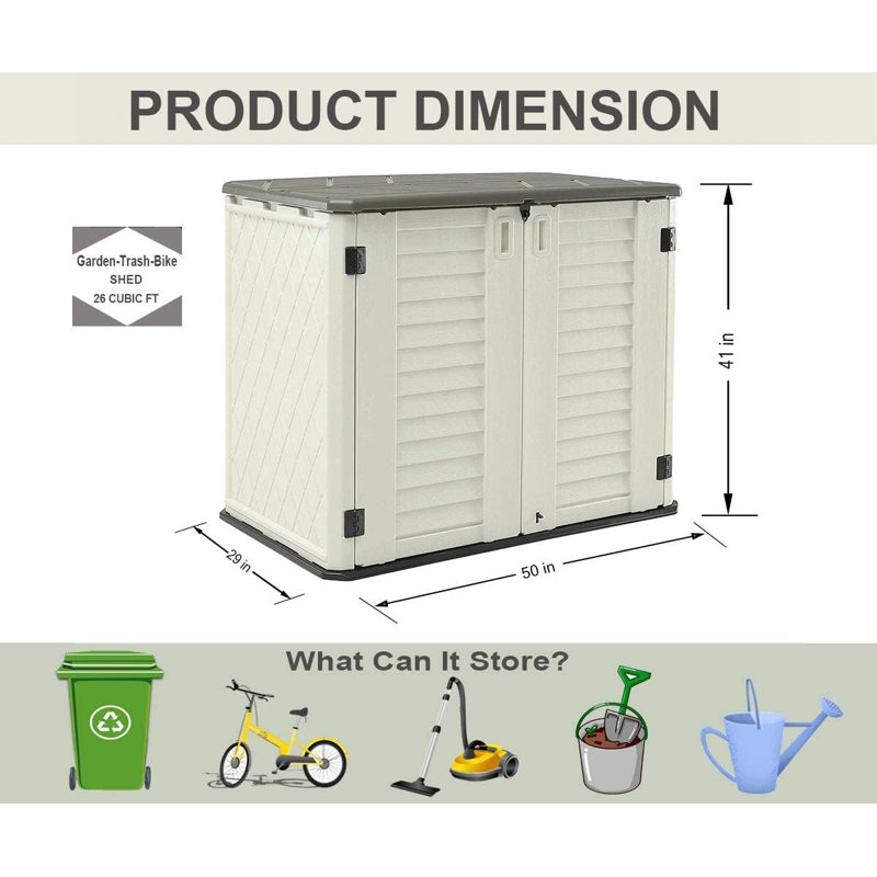 Decksplore 255 Gallons Resin Outdoor Storage Cabinet, Waterproof & Lockable, White