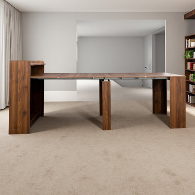 Table de salle à manger extensible moderne avec rangement caché, table extensible multifonctionnelle pour la cuisine, la salle à manger et les petits espaces