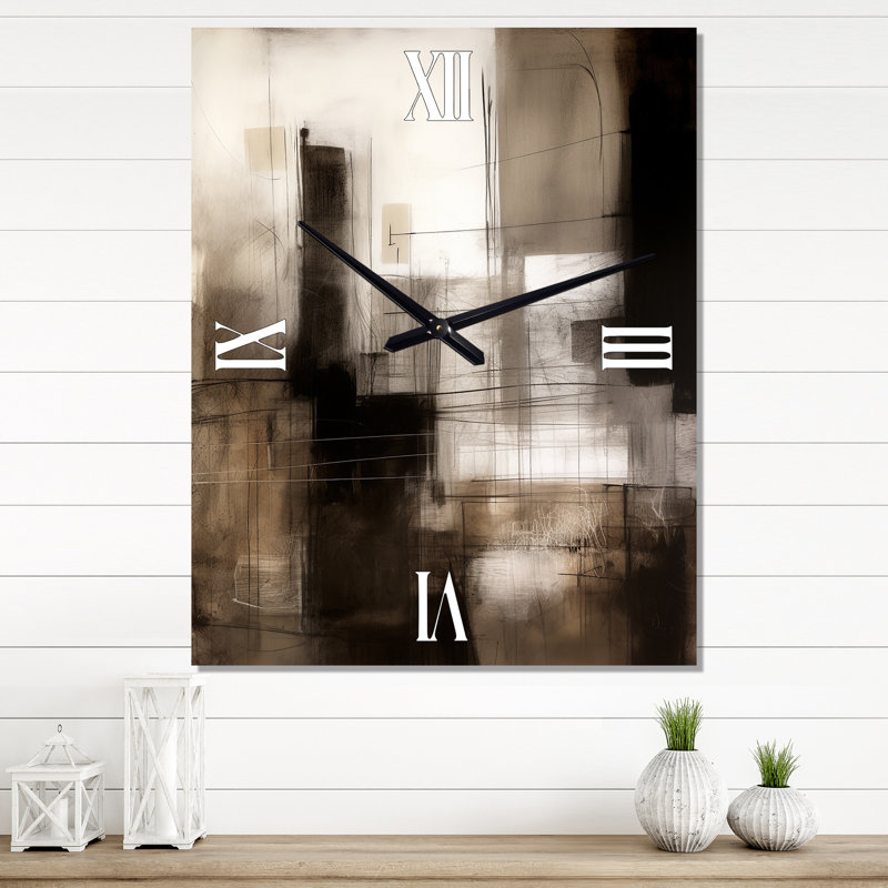 Mid-Century Fusion V - Horloge murale abstraite Mid-Century, H 40 po x l 30 po x P 1 po