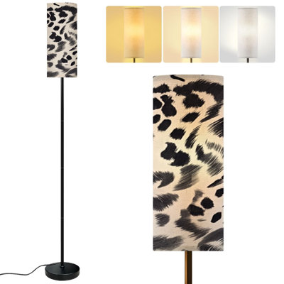  68.5" Standing Floor Lamp Seamless zebra skin for fabric print Dimmable Metal Pole Lamp with Linen Lampshade LED Bulb Included