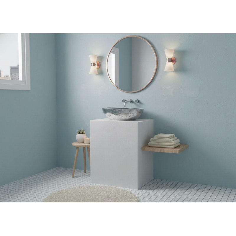 Lavabo vasque texturé argenté / gris vieilli L 24 po x l 13,8 po Vast Studio - intérieur de comptoir ovale avec intérieur blanc lisse, finition métallique luxueuse et conception sculptée d'inspiration spa moderne