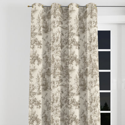 French Country Curtain panels - Beige Neutral Toile Grommet Curtain - 1 Panel
