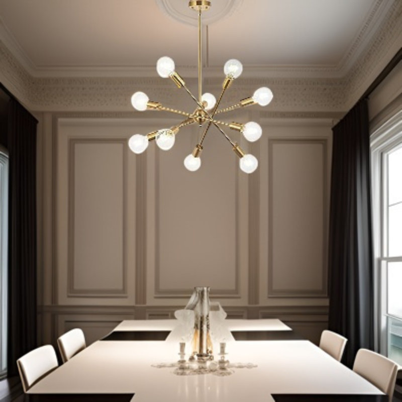 Modern Sputnik Chandelier Lighting 10 Lights With Adjustable Arms, Gold