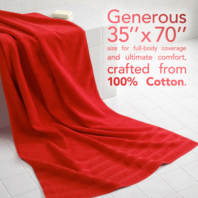 Darcelle 100% Cotton 35x70 Jumbo Large Bath Sheet, Red