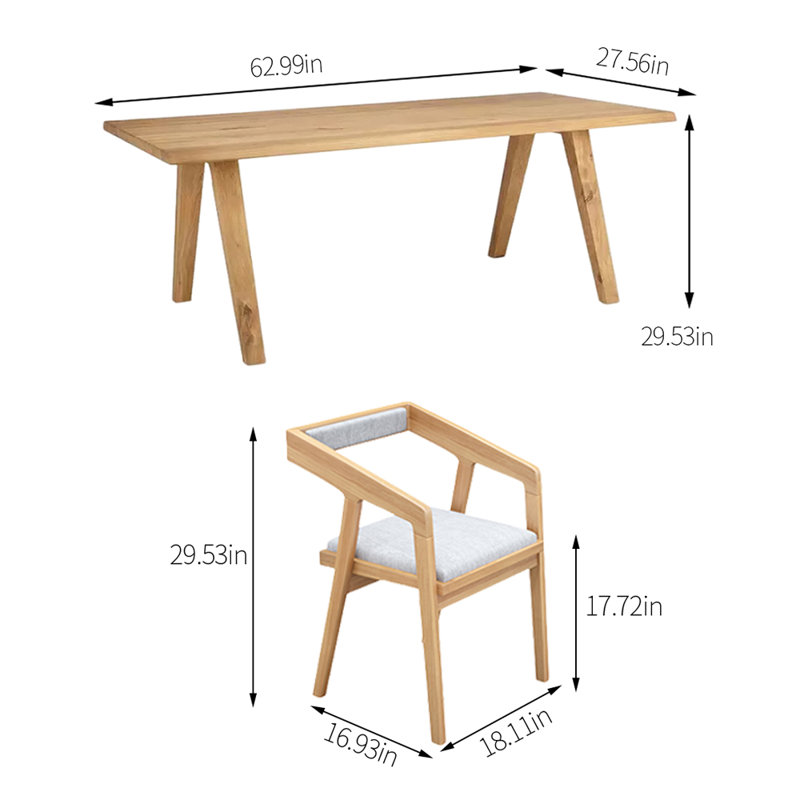 Rectangular Dining Set, H 29,53 po x L 62,99 po x l 27,56 po