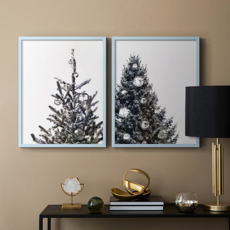Arbre de Noël disco I - impression encadrée de qualité supérieure - prêt à être accroché - aucun clou requis - aucun clou requis