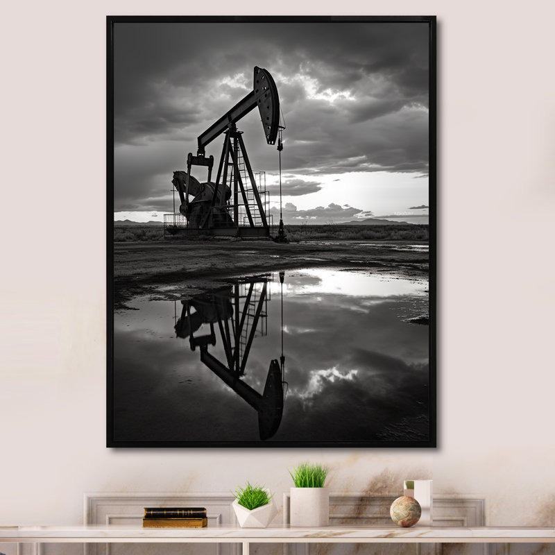 Plate-forme de forage noir et blanc, Black Picture Framed, H 40 po x l 30 po