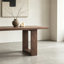 Table de salle à manger rectangulaire en bois massif brun noisette-129884889-129884892