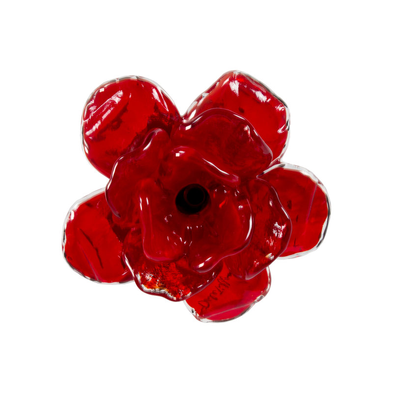 Décoration murale en verre soufflé à la main fleur, rouge, 4,75 po de diamètre