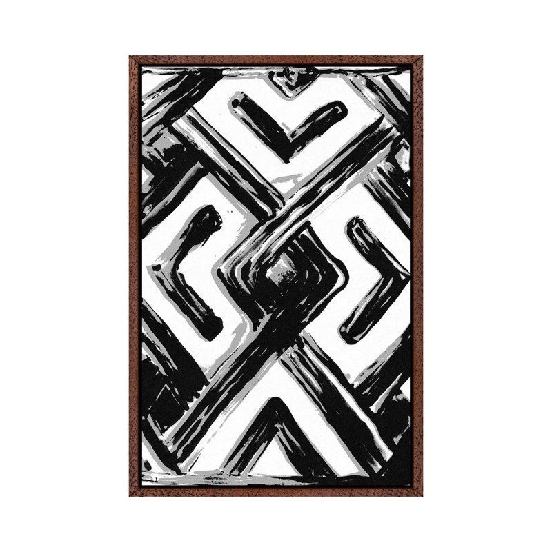 African Textile Woodcut IV by Stellar Design Studio - Gallery-Wrapped Canvas Giclée on Canvas, Classic Wood Floater Framed