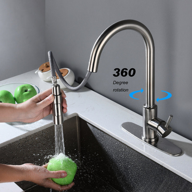 Touch Enabled Kitchen Faucet With Pull Down Spray Head - Rust Resistance, Adjustable Flow Brushed Nickel, Stainless Steel Function And Rust, Smooth Operation