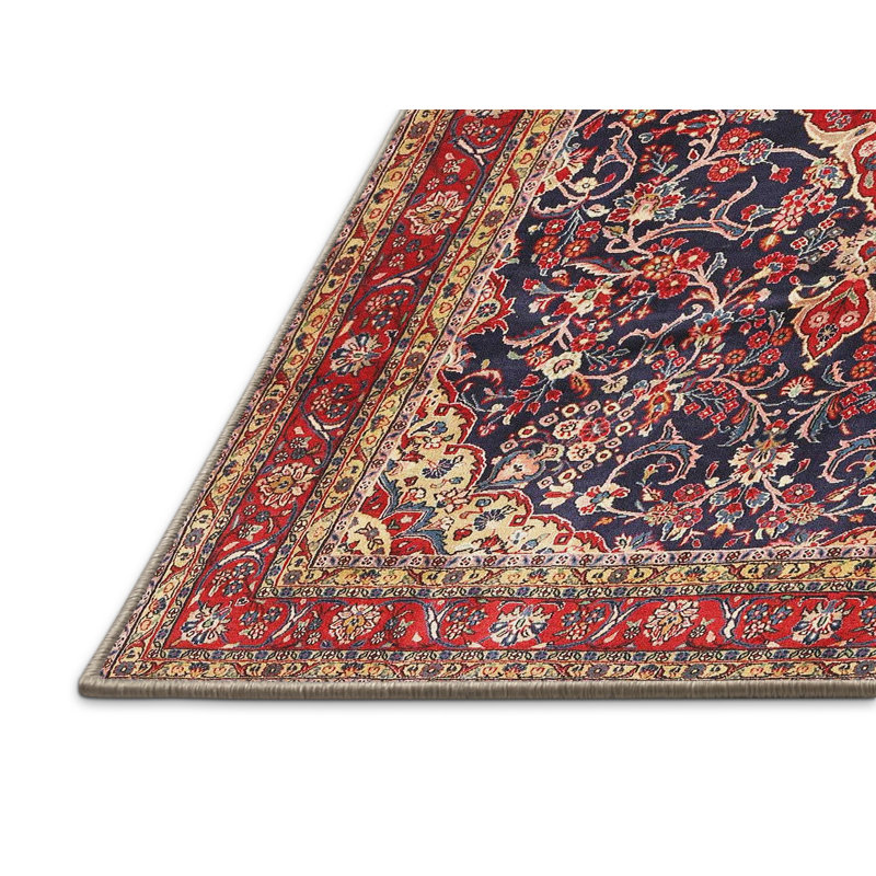 Rouge/bleu oriental Jimi Tapis décoratif, Rectangle 3 pi x 5 pi
