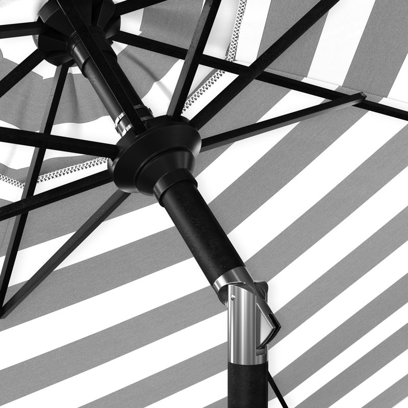 Parasol de marché 108 po Nesean, Rayure Cabana grise / blanche