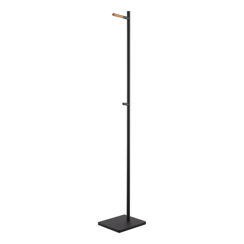 Black Steel and Wood Minimalist Coat Rack