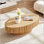 Table basse moderne fabriquée à la main Ellipse, 43,7 pouces, base piédestal robuste, panneau de fibres à densité moyenne en frêne naturel pour espaces de vie compacts-133420001