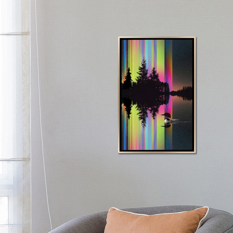 Lake Lights_1PC6, Champagne flottant encadré, H 26 po x l 18 po