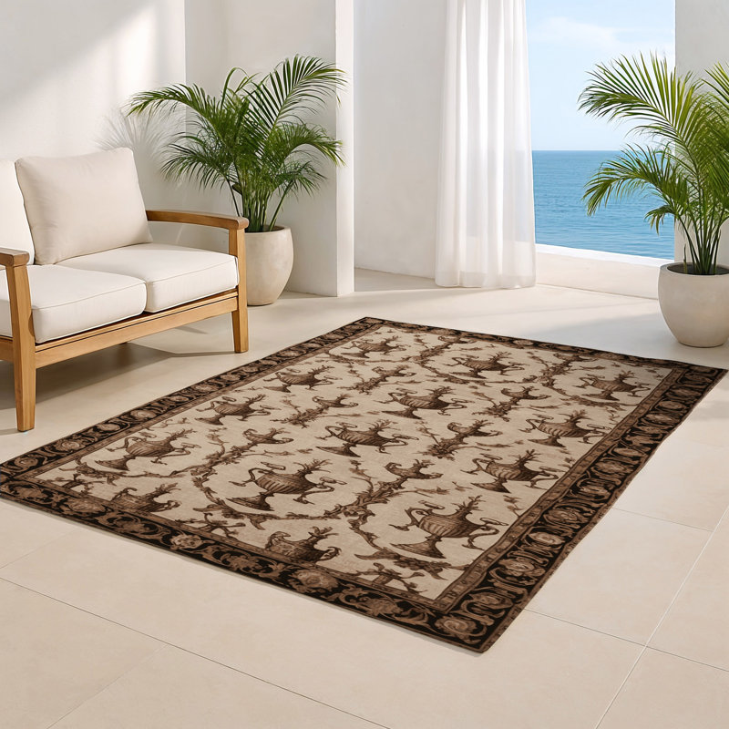 Tapis d'intérieur et d'extérieur brun français, Rectangulaire 2 pi x 3 pi