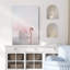 Oiseau, animaux, cygne élégant sur l'eau, coucher de soleil rose sur toile-99543028