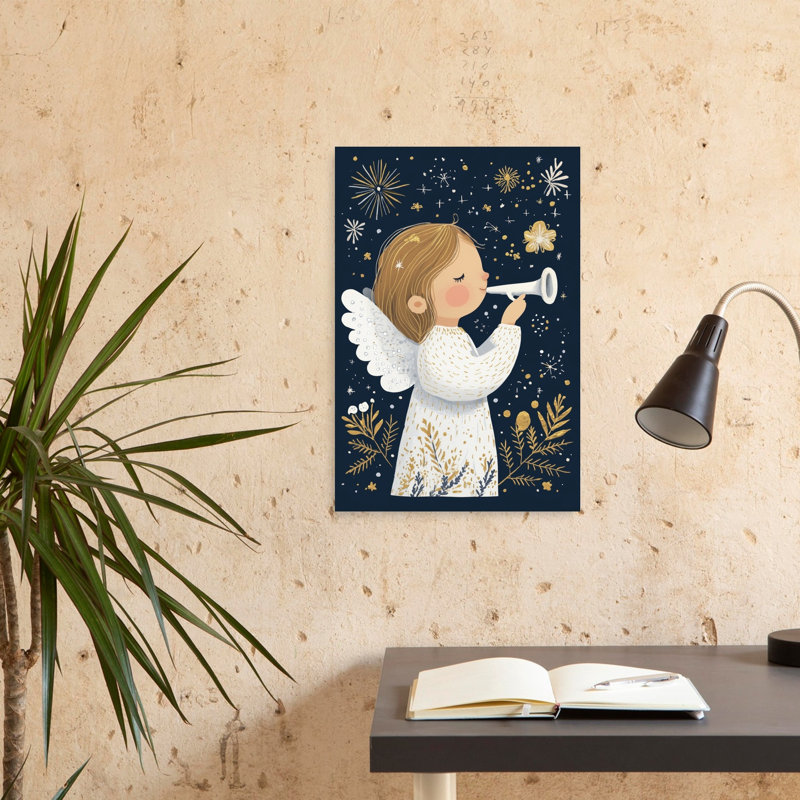 «Celestial Trumpet Call Dreamy Peaceful Whimsical Nature Winter», reproduction d'art murale, H 24 po x l 16 po