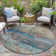 Machine Washable Indoor/Outdoor Xhevrie Teal Rug