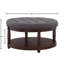 Grande tablette ronde en bois, gris foncé, cadre solide, assise de 18 pouces, 32,5 pouces, capacité de 300 livres, utilisation intérieure / extérieure, assemblage simple, rapide et rapide en 5 minutes avec revêtement en pieds gris-131145136
