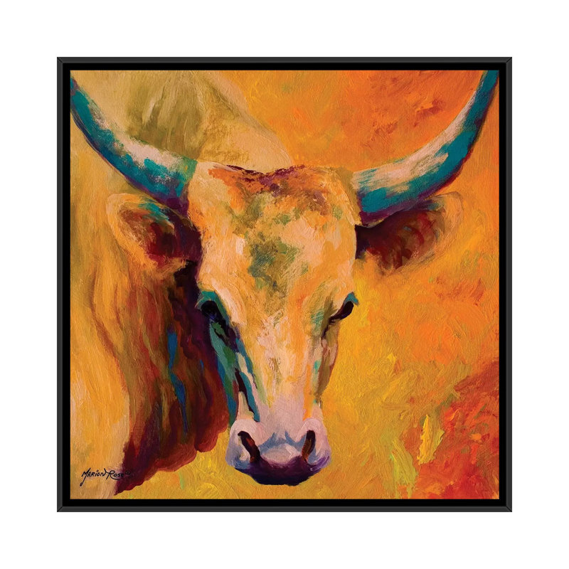 Creamy Texan by Marion Rose - Painting on Canvas, Black Framed, 45.72 cm H x 45.72 cm W