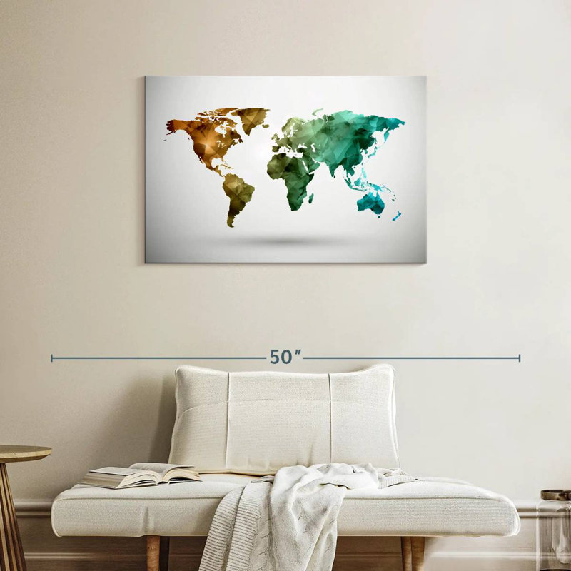 Carte du monde abstrait moderne Aliaz, H 24 po x l 36 po
