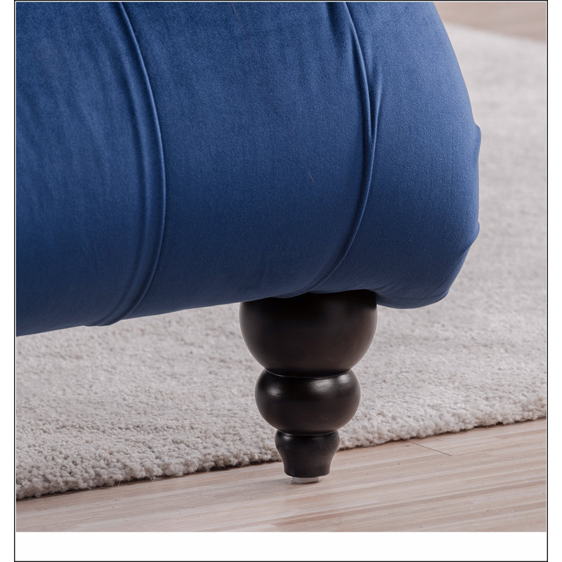 Chaise longue sans accoudoirs touffetée, Bleu