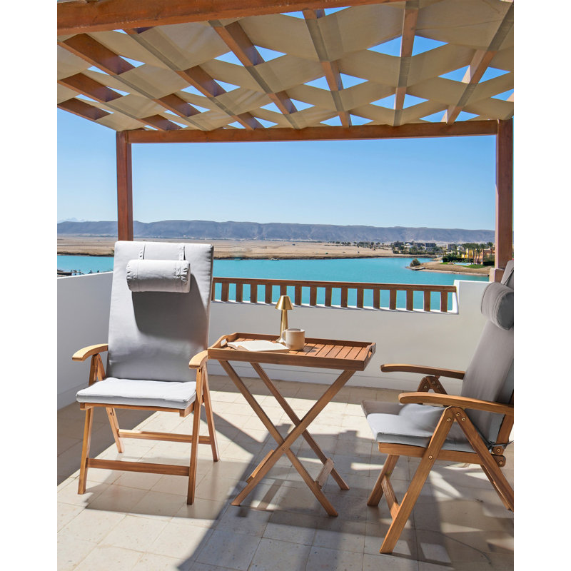 Aarica Folding Patio Dining Armchair with Cushion, Light Grey