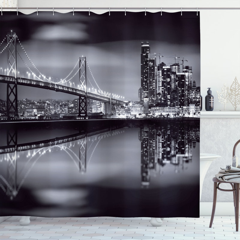Shower Curtain with Hooks Included, 70" H x 69" W