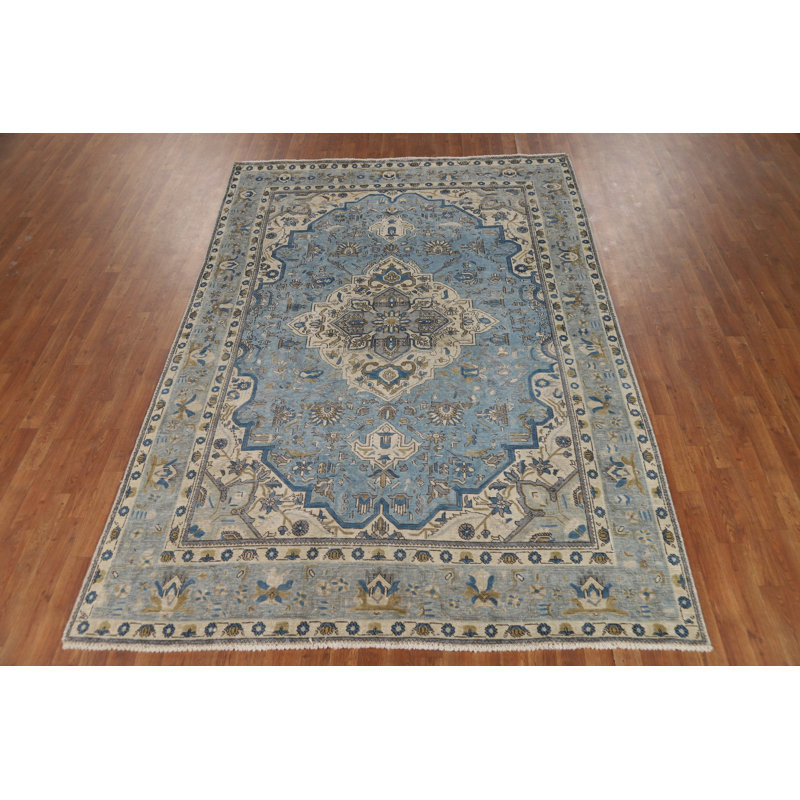 Tapis géométrique bleu 7 x 10