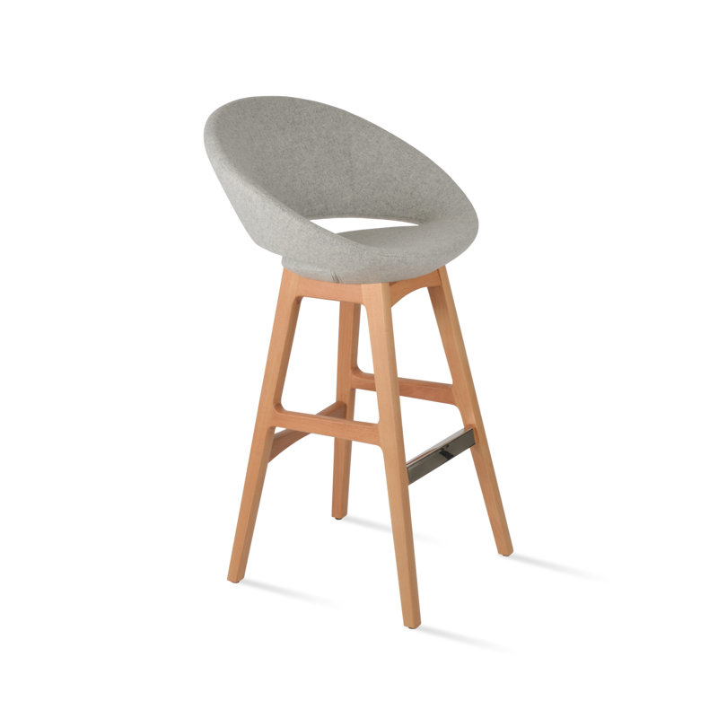 Tabouret Crescent, Tabouret de bar (siège d'une hauteur de 28 po), Naturel, Laine argentée