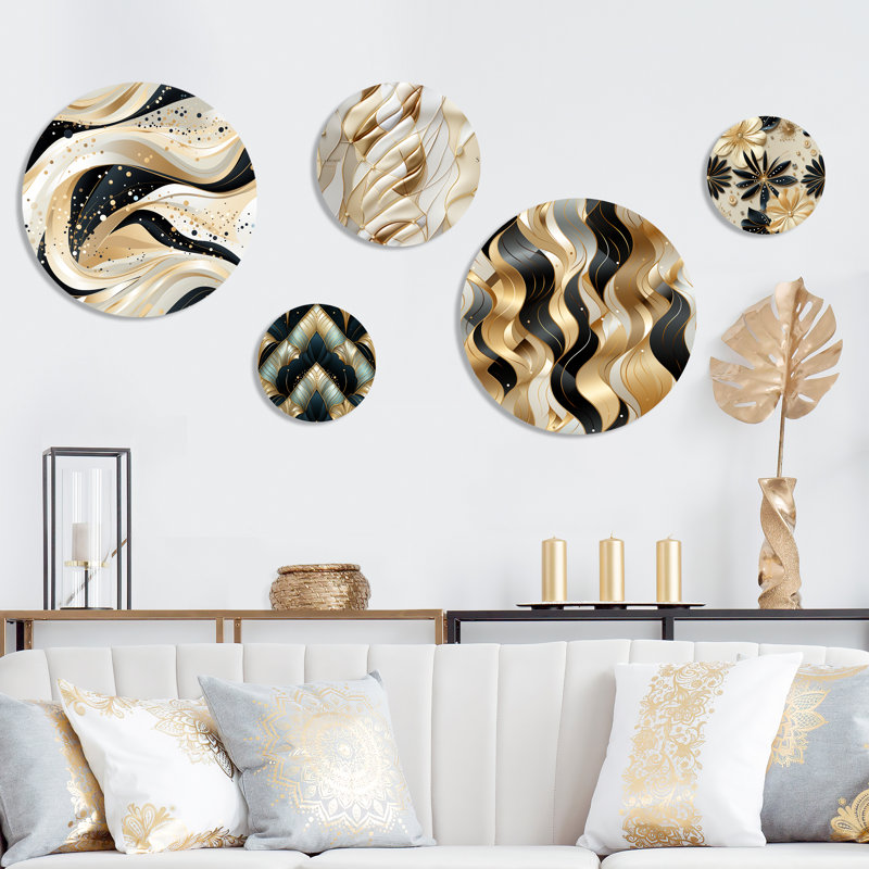 Kendricks - Ensemble d'art mural rond en marbre Glam de 5