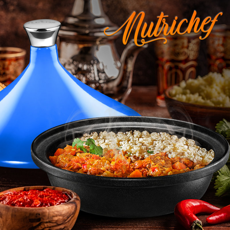 NutriChef 2.75 Quarts Non-Stick Ceramic Stock Pot, Blue