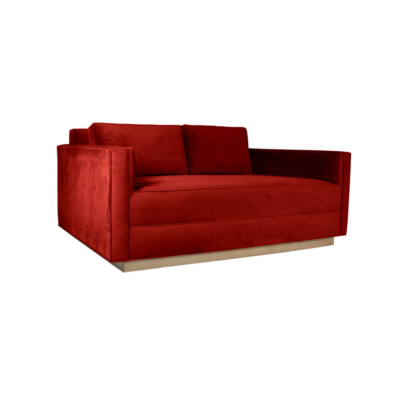 Canapé Picariello, Velours rouge, H 33 po x l 72 po x P 44 po