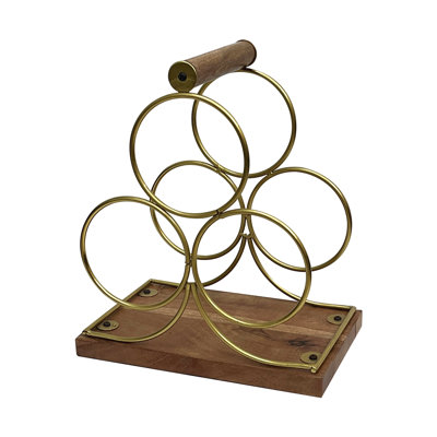 Support à vin de table autoportant pour 3 bouteilles, support à vin de comptoir, parfait pour la décoration de la maison et le support de cuisine, bar, cave à vin, armoire, garde-manger, porte-bouteilles de rangement pour boissons, finition dorée
