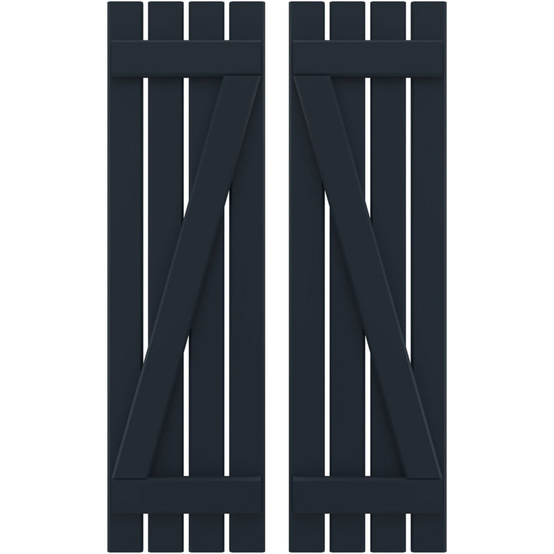 Volets de planche-n-lattes avec barre en Z (par paire) Americraft (2 lattes), Bleu nuit sans étoile, 15 1/2", 68"