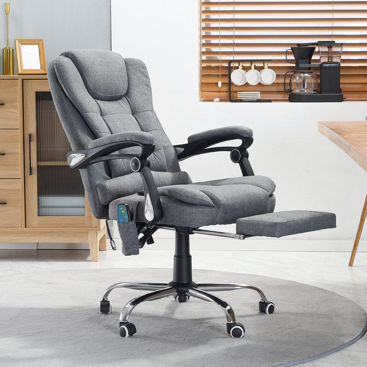 Junichiro Reclining Office Chair with Massage, Ergonomic Office Chair with Foot Rest Inbox Zero Upholstery Color: Light Gray