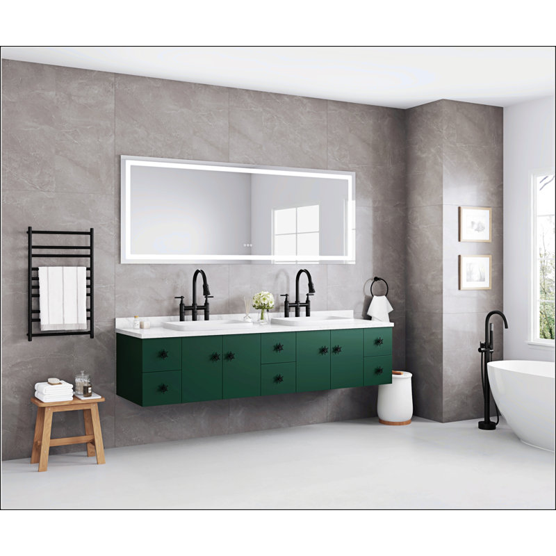 Miroir de salle de bain à DEL avec fonction antibuée et mémoire, miroir de meuble-lavabo mural avec 3 couleurs et gradation continue