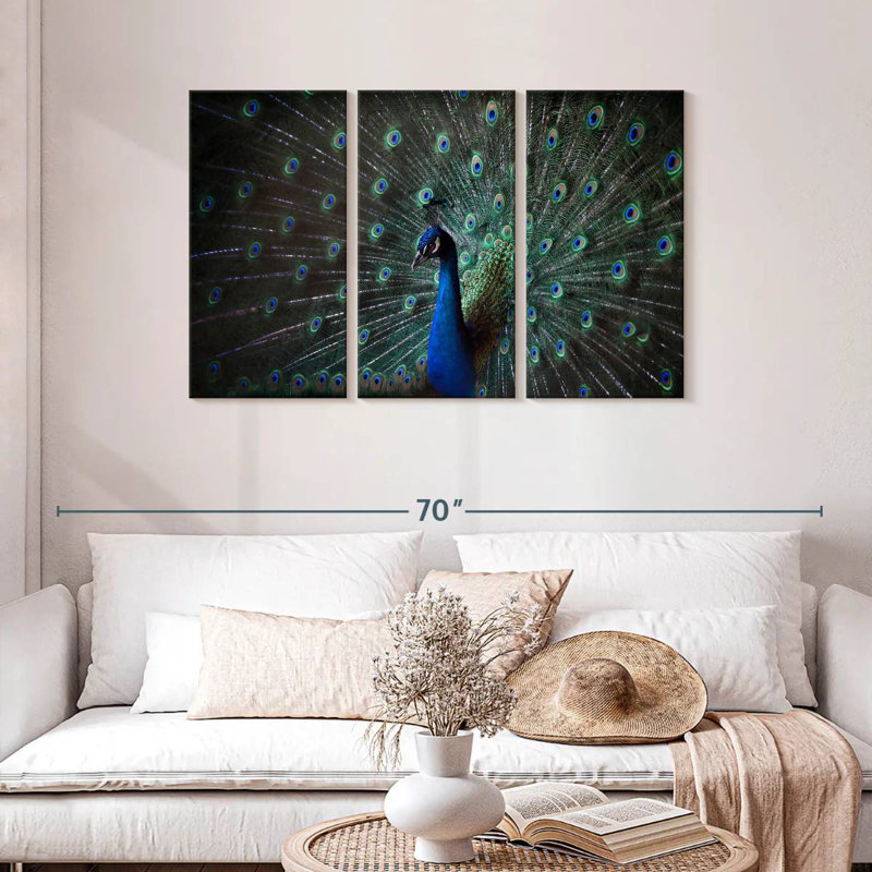 Brampt Noble Blue Peacock, 28" H x 45" W