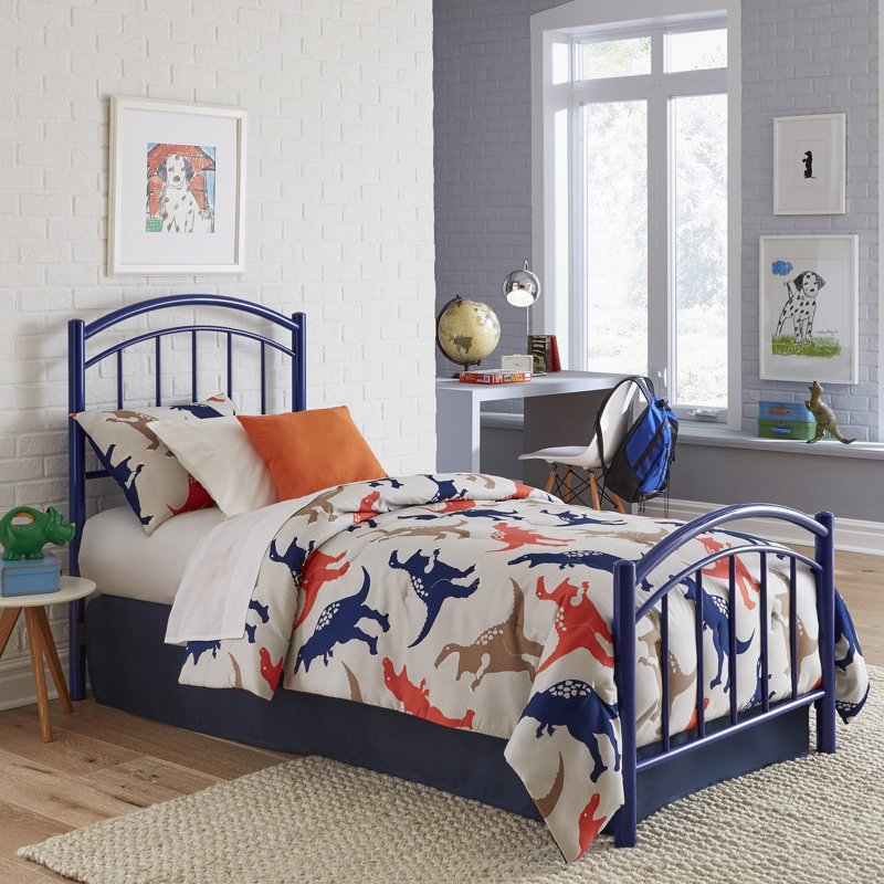 lit à panneau pour enfants Nome, Double, Bleu cadet