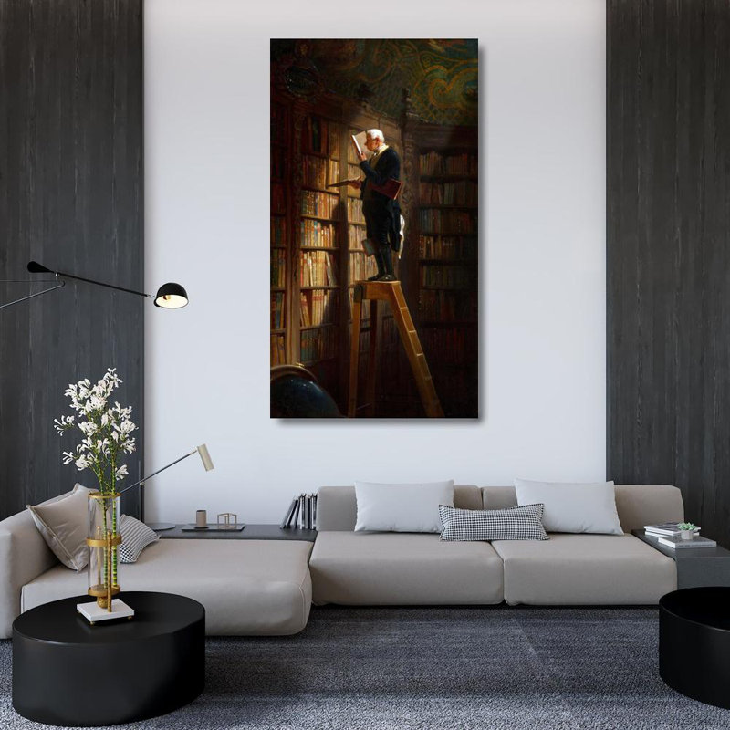 «The Bookworm» par Carl Spitzweg - Art mural sur toile tendue avec châssis, H 48 po x l 33 po
