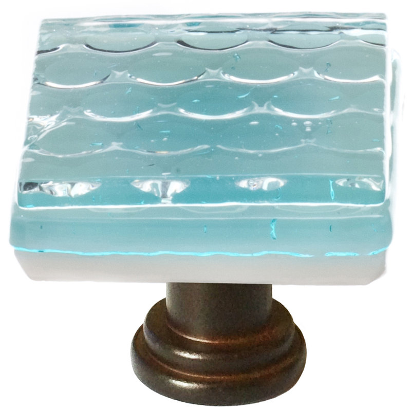 Texture Square Knob, Oil Rubbed Bronze, Light Aqua
