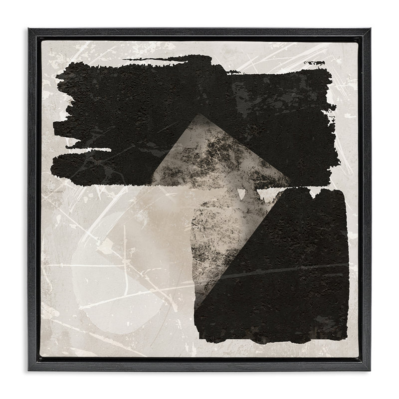 Deux formes abstraites noires, Cadre flottant noir de jais, H 18 po x l 18 po