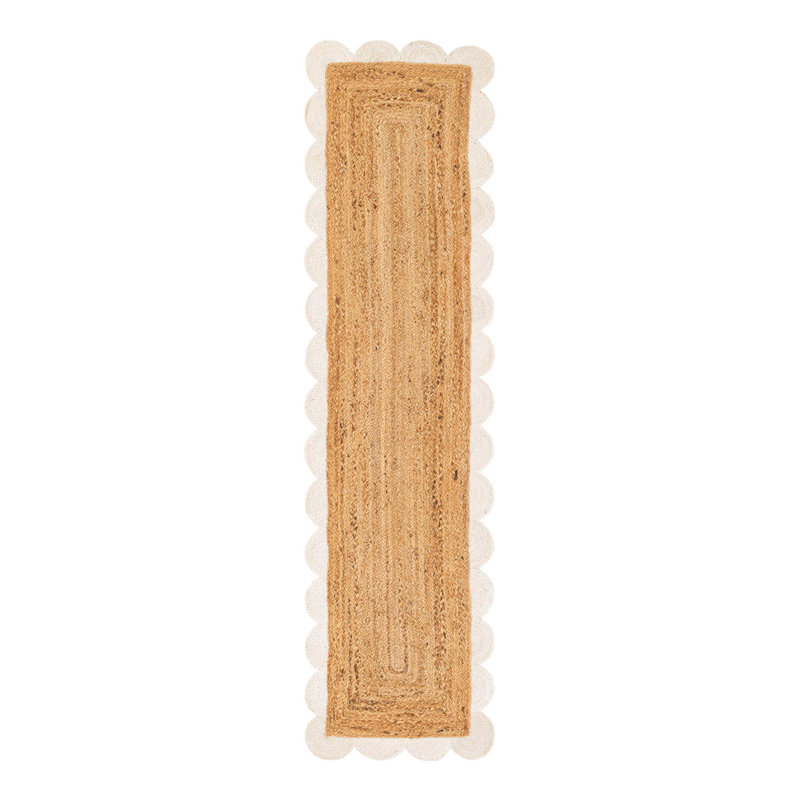 Solid Scallop Braided Jute Rug, Runner 2' x 8'